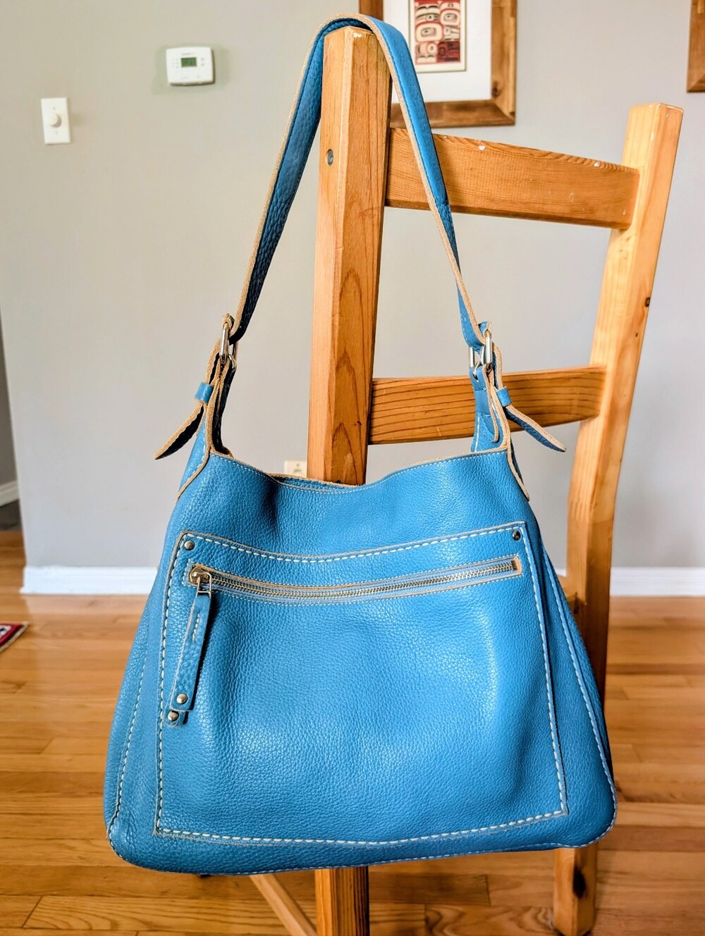 Roots Canada Olga Bag (L; 2013), Venetian Blue Leather; Dust Bag Included